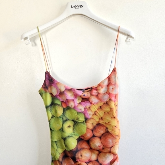 New Zara Fruit Mesh Spaghetti Strap Maxi Dress NWT Medium - Picture 13 of 17